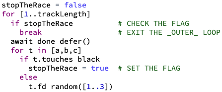 RaceWithEnd Coding Snippet