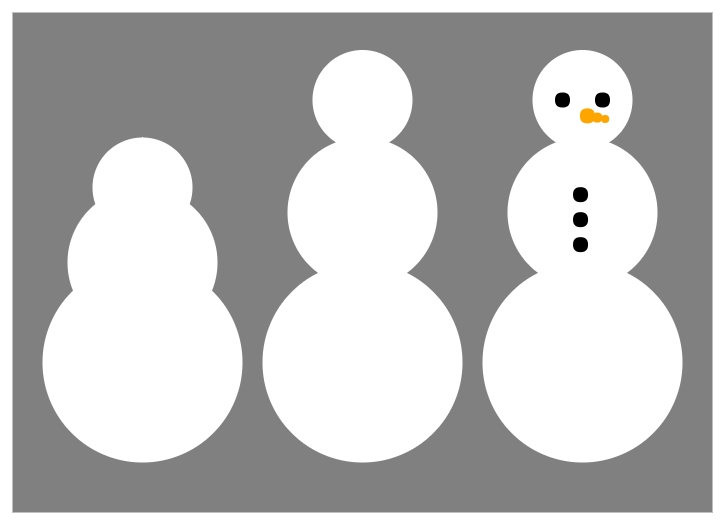 Snowmen at various stages of evolution.